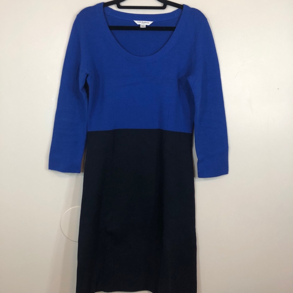 L.K. Bennett ScoopNeck Midi Blue/Black Dress